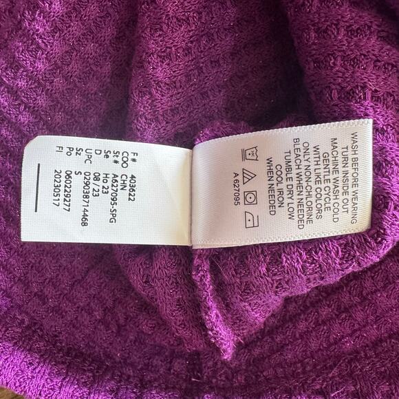 LOGO Lori Goldstein size S sparkling grape long sleeve blouse lace glitter - Picture 10 of 15